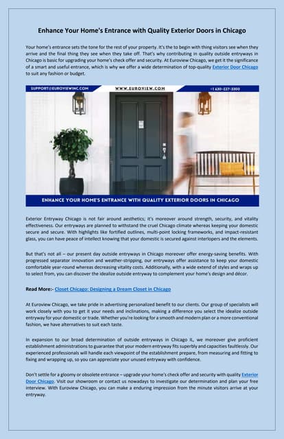 Elevate Your Home's Entryway with Premium Exterior Doors in Chicago | PDF